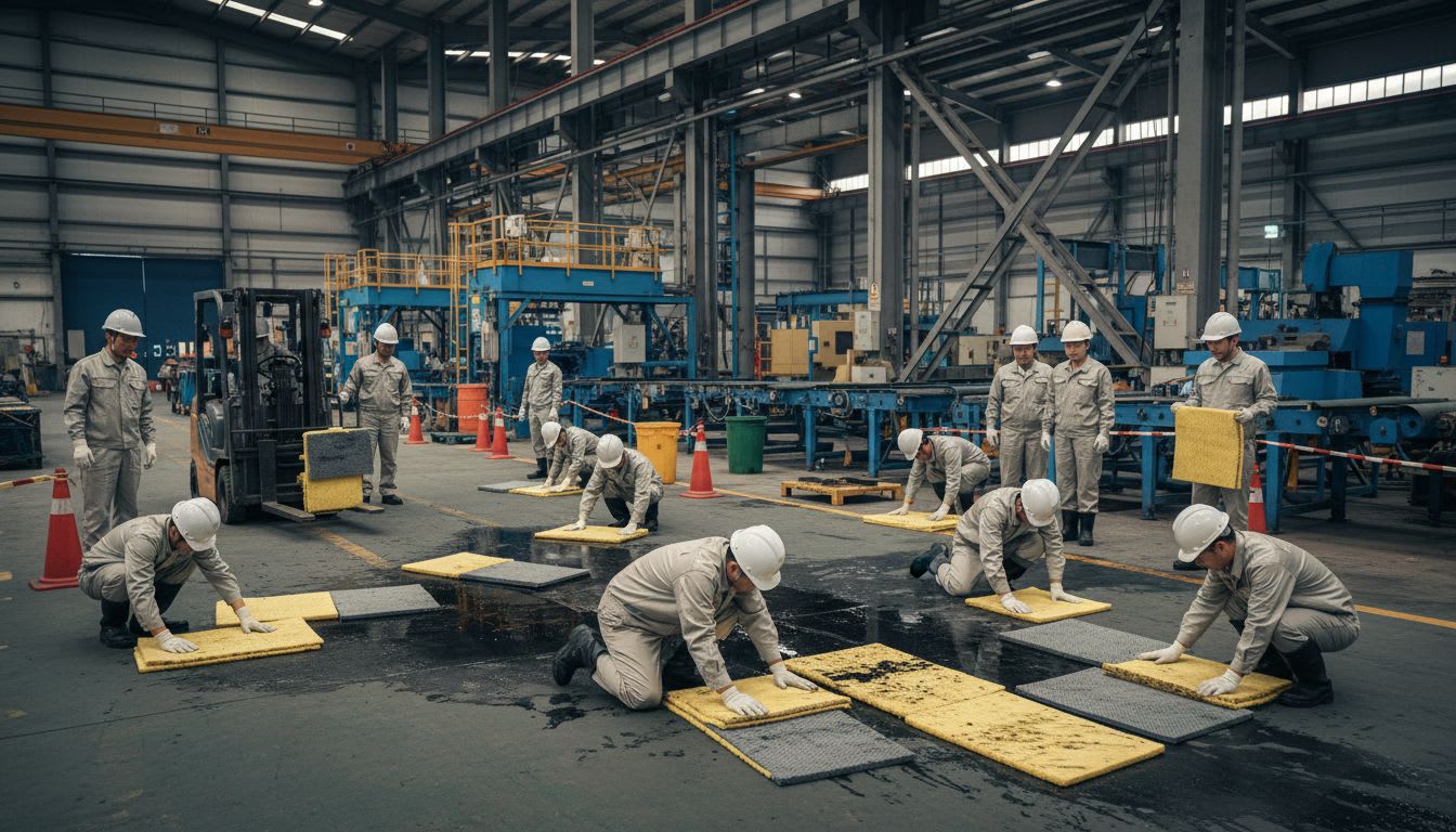 부러바 유흡착재로 작업 현장 미끄럼 사고 3단계로 안전하게 해결하는 법