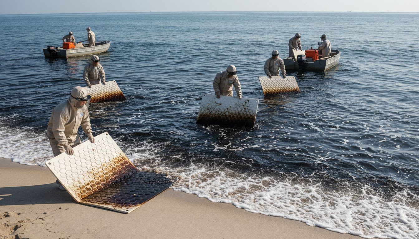 검게 물든 바다 부러바 유흡착재 패드가 바꾼 기름유출 현장 스토리